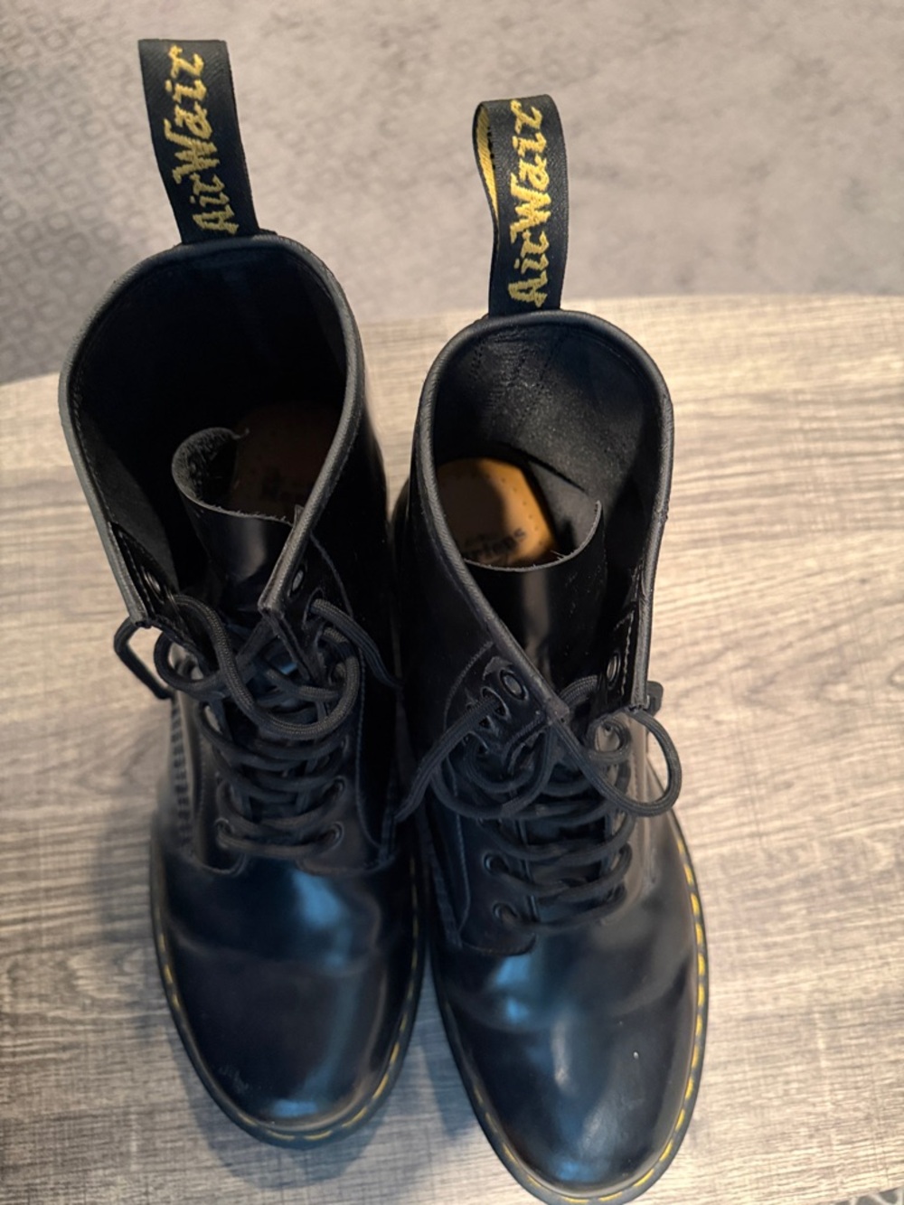 Dr. Martens Slip Resistant Black Leather Lace-Up Combat Boots